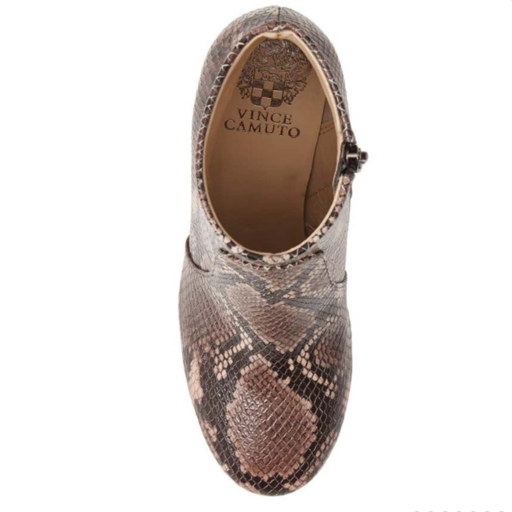 NEW Vince Camuto Taupe Snake Print Leather Bootie - Picture 6 of 14